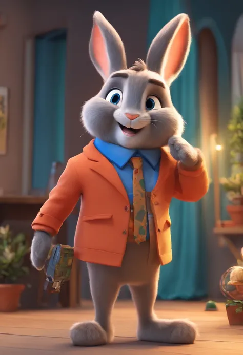 cartoon rabbit wearing a blue hat and blue coat, rabbt_character, cute anthropomorphic bunny, anthropomorphic rabbit, judy hopps, lagus the thieving bunny, in style of disney zootopia, fursona wearing stylish clothes, judy hopps from zootopia, in style of ...