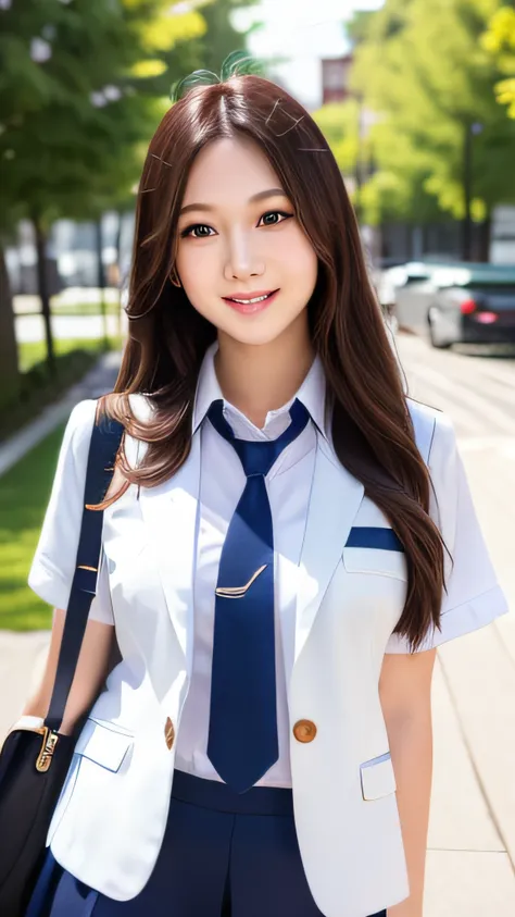 improved dynamic views，pretty girl, cute, cute.，jk school uniform，look at me and smile.，easy backgound，master's work，high qualit...