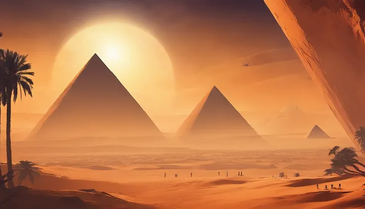 Egypt,Pyramids,Evening glow,sandstorm