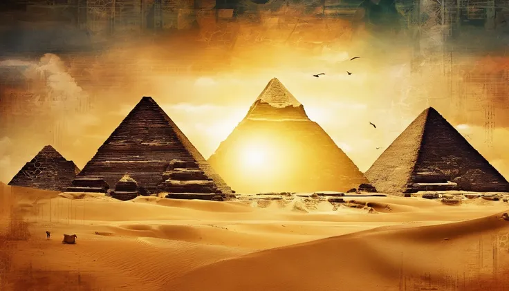 Egypt,Pyramids,Evening glow,sandstorm