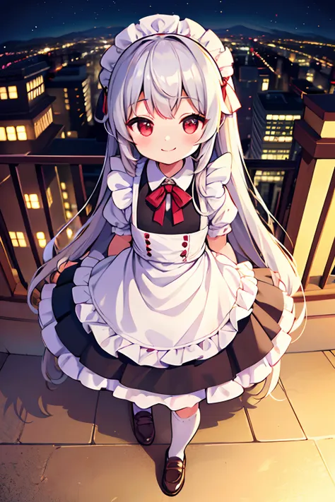 8k picture quality，silber hair,red-eyed girl,cute little ,long hair,heartwarming,a miniskirt,lolita,a smile,thumbnail styles，mai...