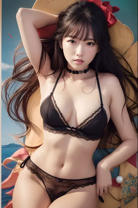 （An ultra-high picture quality、Realistic Japan Woman、seaart2.1）Queen、Lori、小柄、Black long hair、bontage、Red underwear