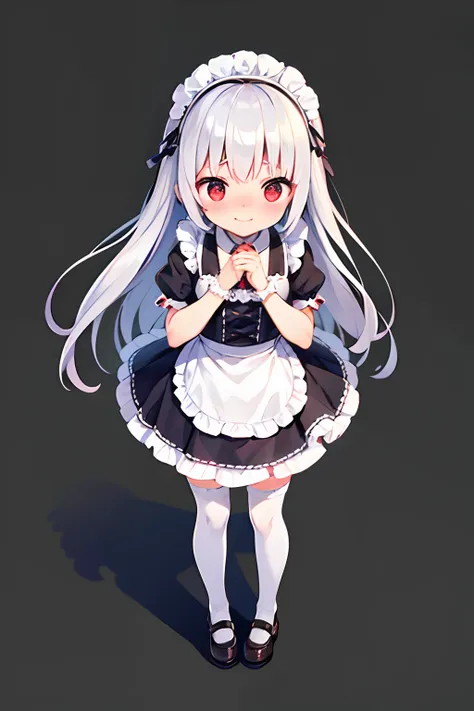 8k picture quality，silber hair,red-eyed girl,cute little ,long hair,heartwarming,a miniskirt,lolita,a smile,thumbnail styles，mai...