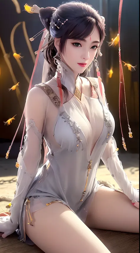 "(((1 beautiful and super sexy:1.8))), 20 year old young girl, ((wearing a transparent silver nightgown with sexy white lace trim:1.7)), (((Transparent nightgown can see each part of the sexy girls body:1.7))), ((a dress with diamonds:1.7)), ((long black h...