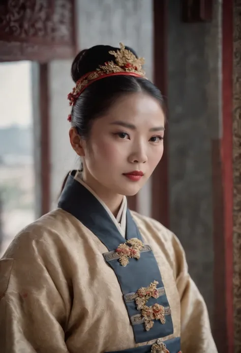 Ma，With sunglasses，Qing dynasty hemp costumes，Late Qing style street，Stand on the door frame，dark stormy clouds