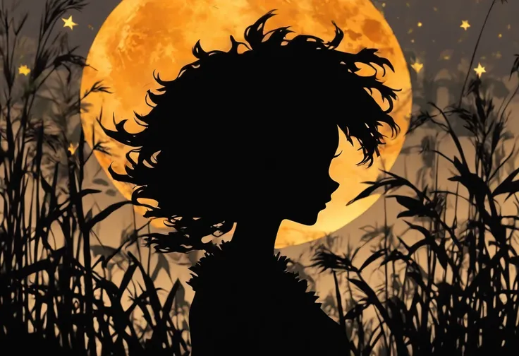 (Silhouette Art,cutouts:1.6)
(((Paper cutting art,A world where only black exists:1.3)

(Cowboy Shot),1 girl,Solo,
(Girl with a fan,profile:1.2),Castle behind、harvest moon

break
(Gray miscanthus)
Textured glass background,Tarot card atmosphere