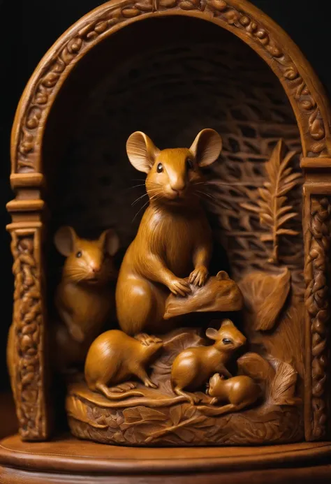 Olive pit carving，Stunning carving，A masterpiece，Works of masters，Rats count money