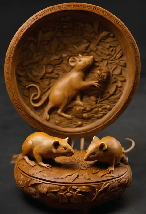 Olive pit carving，Stunning carving，A masterpiece，Works of masters，Rats count money