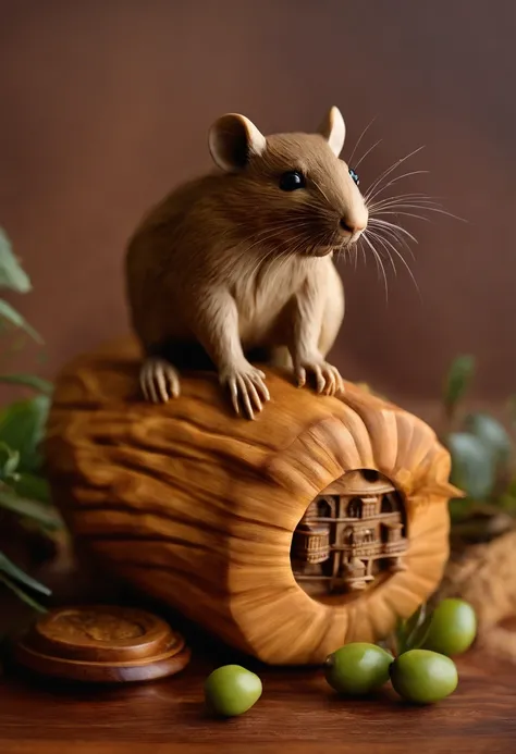 Olive pit carving，Stunning carving，A masterpiece，Works of masters，Rats count money