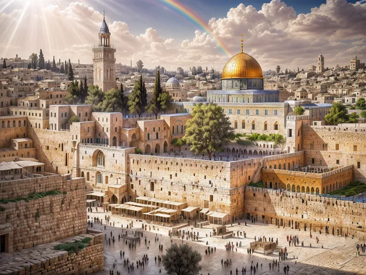 photographic, National Geographic quality picture, award winning, (Best Detailed: 1.5), (best quality: 1.5) picture of the Western Wall in Old City Jerusalem (an exact detailed: 1.5), The Western Wall in all is antiquity, reverence, and divinity, central f...