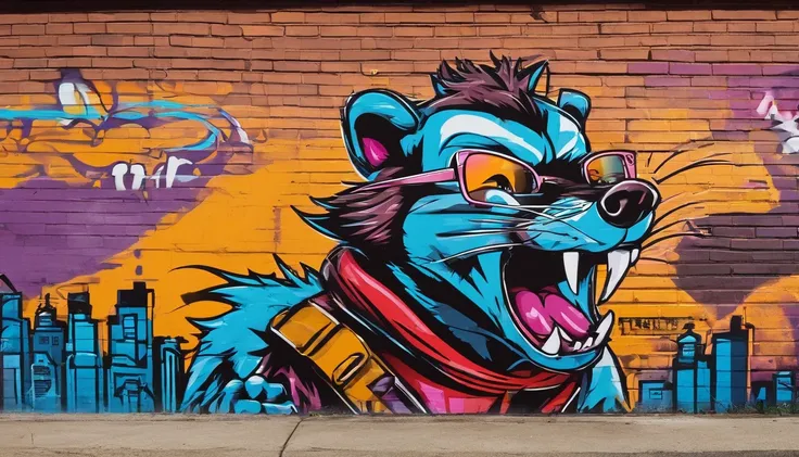 cartoon Tasmanian devil wearing sunglasses, graffiti art