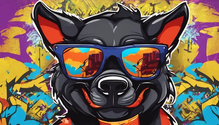 cartoon Tasmanian devil wearing sunglasses, graffiti art