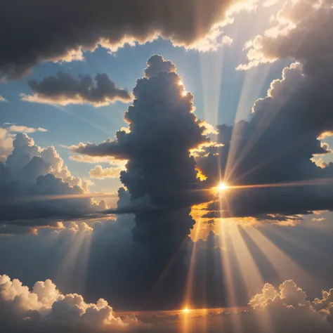 Crepuscular Rays: Radiant sunbeams piercing through clouds.