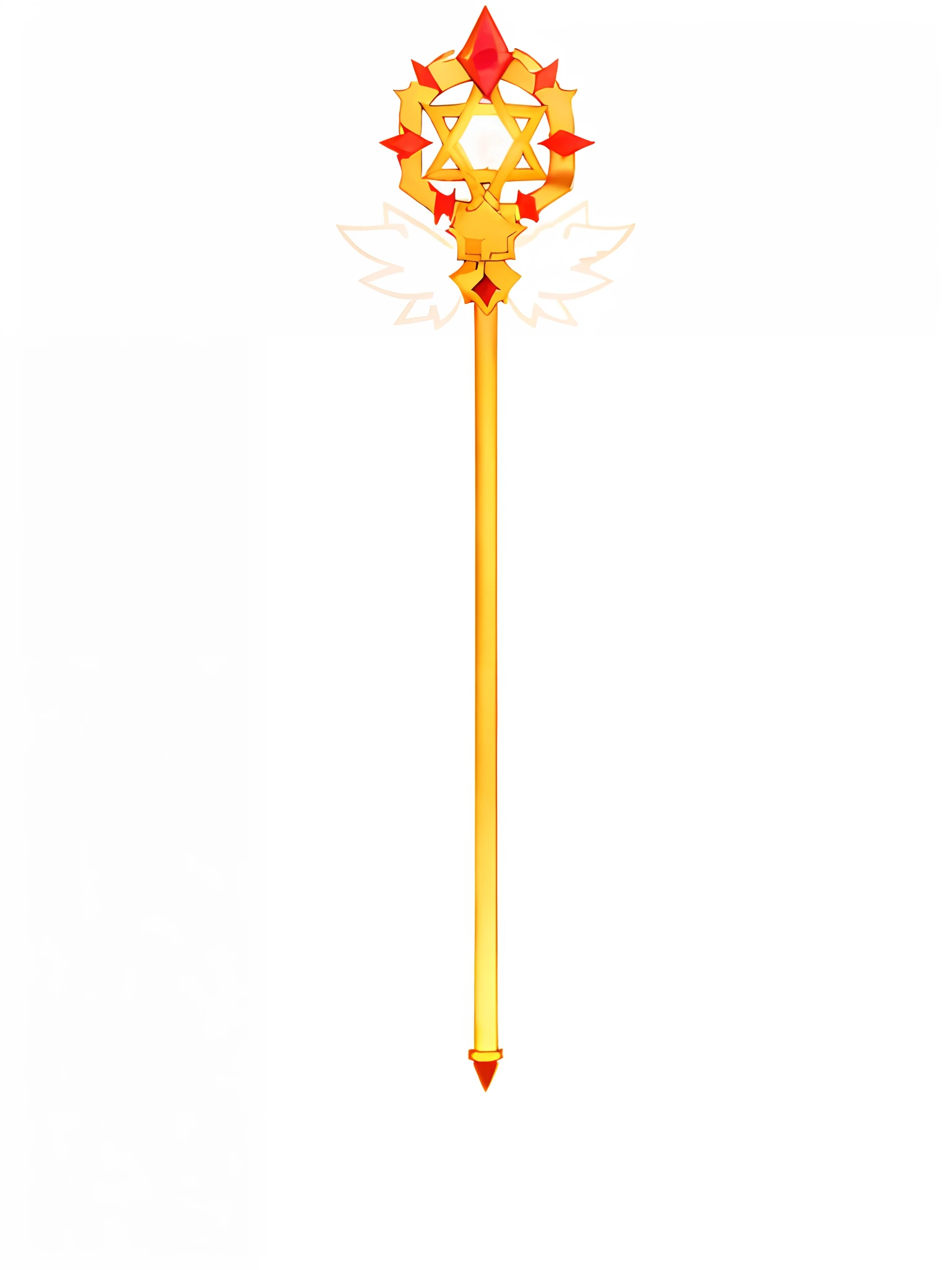 meticuloso, magia, divino, k hd, PremiumQuality, There is a golden key，There is a star on it, sceptre, with scepter and crown, magic staff, draconic staff, POLEARM, long trunk holding a wand, bone scepter, medievil spear, spear, the sailor galaxia. Beautif...