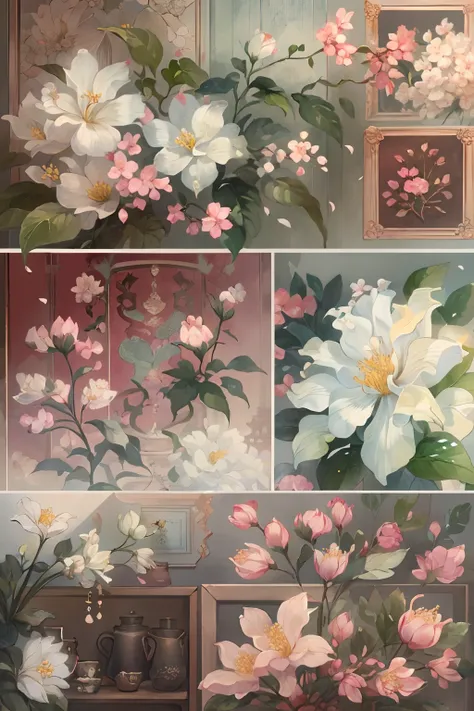 Original，（illustratio：1.1），（best qualtiy），（tmasterpiece：1.1），（the Extremely Detailed CG Unity 8K Wallpapers），（a color：1.2），jasmine flowers，Jasmine petals，scenecy，rios|Wagas，