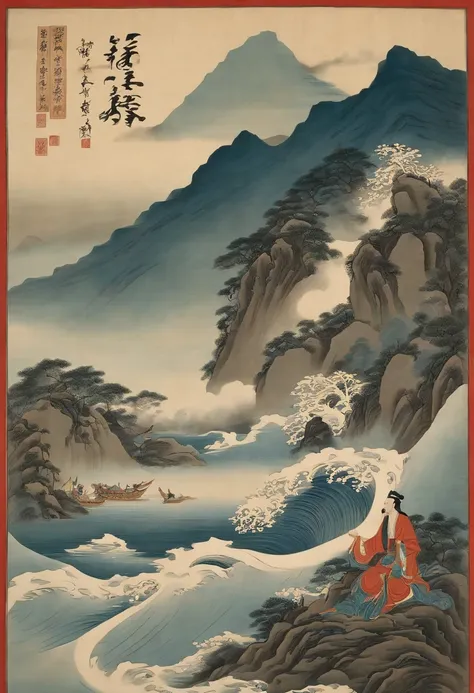 Yamakawa，rios，Sun，Mountain and Sea Skylark Scroll，Ancient mythology《Mountain and Sea Sutra》，mythological beasts，Epic composition，shadowing，National style