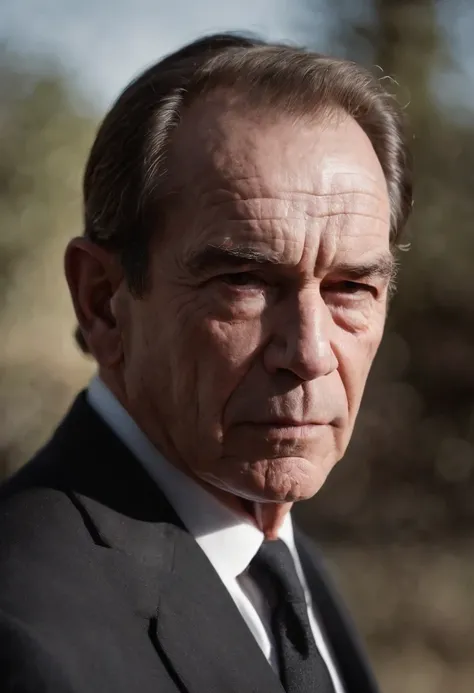 Tommy Lee Jones，wearing black suits，serious expressions，With sunglasses，There are a lot of aliens around，lightand shade contrast，The light from the back window is backlighted，dark fantasy style