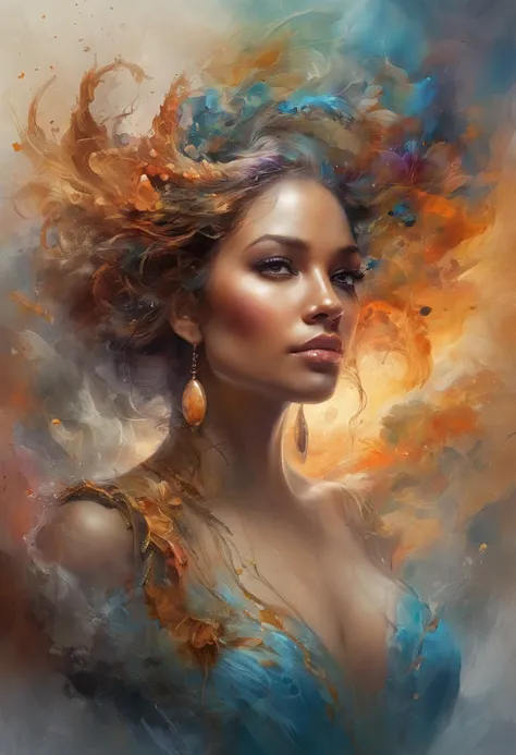 modelshoot style, (extremely detailed CG unity 8k wallpaper), Chaotic storm of intricate liquid smoke in the head, stylized beauty full - length abstract portrait, wet-skin, by petros afshar, ross tran, tom whalen, peter mohrbacher, artgerm, shattered glas...