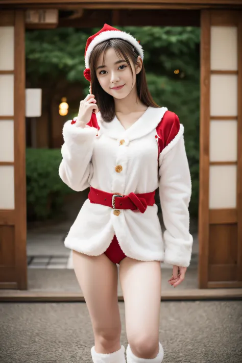 (​masterpiece、high-level image quality、hightquality)、Women in Japan、21years old、cute little:1.3,Actress with good looks、gravure、Santa Cosplay、Merry Christmas、Perfect body、Beautiful limbs、Beautiful Woman、Professional filming、