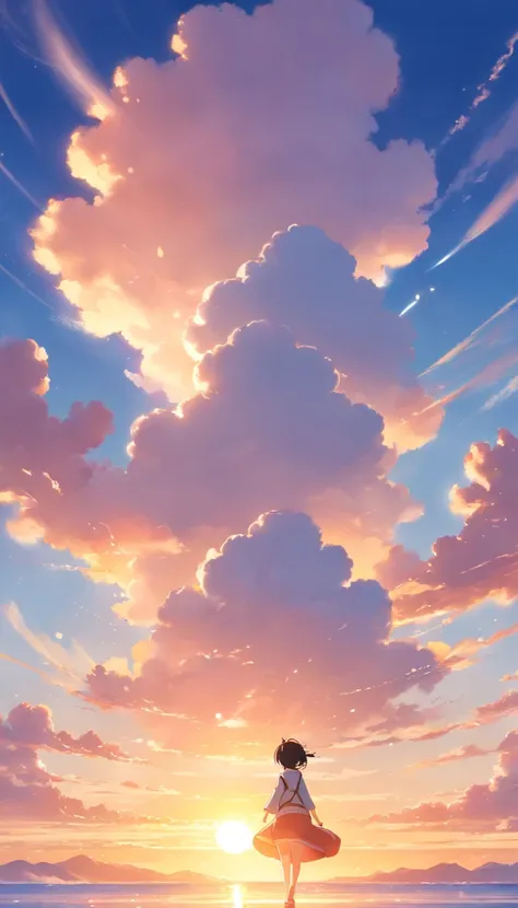 tmasterpiece, best qualityer, cinematic Film still from, 1panda, Panda Cloud, floating into the sky, Close-up, brightly, cheerfulness, Soft lighting and warmth, Sun sunset, (spark of light: 0,7)