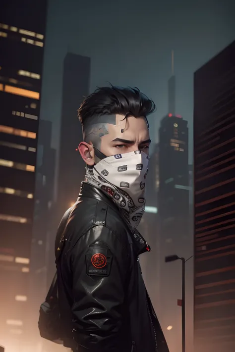 Change beground cyberpunk handsome boy realistic face