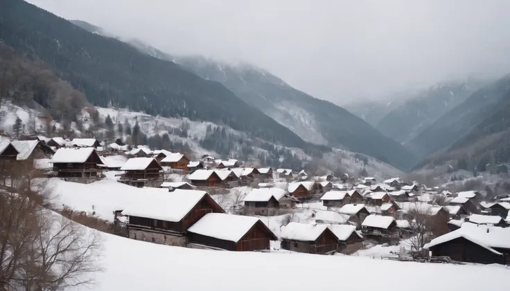 One day in winter,Small village in the mountains,Approaching spring,wanting