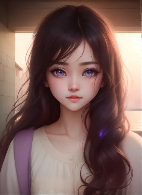 largeeyes、Moe girl、quadratic element、Day Man Girl、high school senior、Light、Girly、adolable、brunette color hair、Pure desire、Carefully portray the face、Carefully portray clothes、Cold white skin、1080p、suns、Soft cute、Smooth hair、Messy beauty、lamplight、Sense of ...