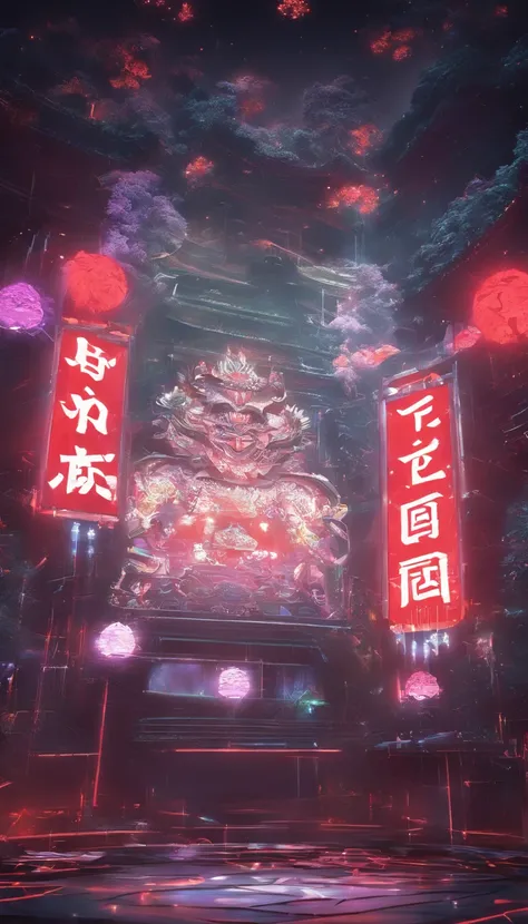 Close-up of a three-dimensional sign with kanji, 3，TV studio，The lights are dazzling，audience cheering，Majestic