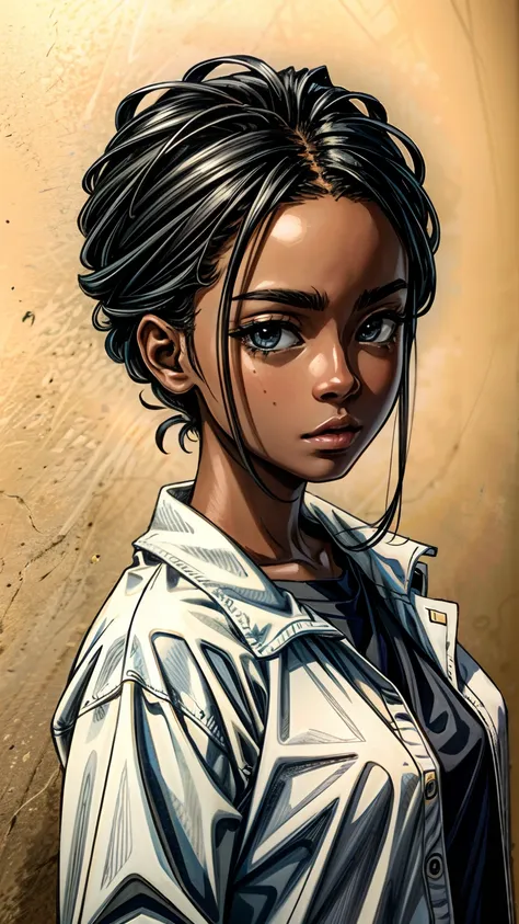 Masterpiece, best quality, high-res, 1 girl, (dark skin), black eyes