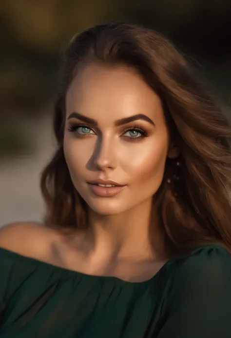 Arafed Frau im hell Blauem bikini, Sexy girl with green eyes, portrait sophie mudd, brown hair and big eyes, Selfie einer jungen Frau, Violet Myers, ohne Make-up, Natural makeup, Blick direkt in die Kamera, Gesicht mit Artgram, dezentes Make-up, Stunning f...