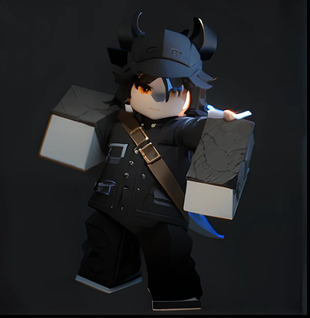 reimagine this roblox character as an anime male anime chibi character