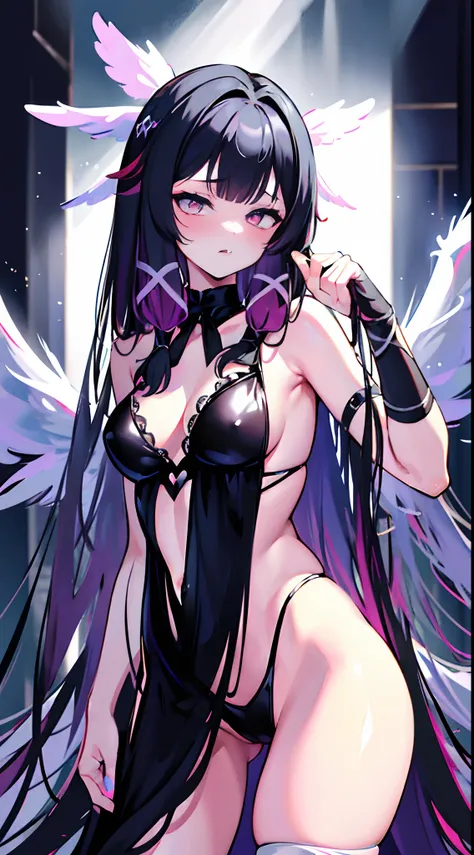 draw, depraved, Darkness, teens girl, Wings, Evil,,Sexy，Heteropupil,Viscous liquid all over the body，Raised sexy，seductiv，goopy，cleanness，Youre a big badass