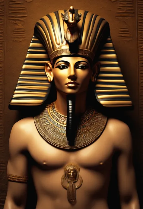 An image depicting an Egyptian pharaoh with his head covered by a crown or name, highlighting the practice of hiding ones hair in ancient Egyptian culture.