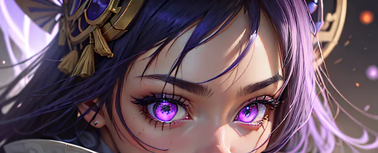 masterpiece, ultra high details. highly detailed, anime, 1 girl, close up, eyes, raiden shogun, glowing purple eyes close up