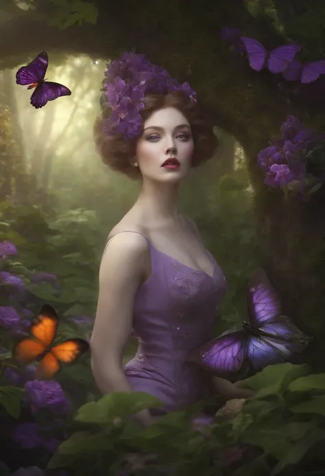 Cronus,James C. Christensen,Muchalinda,cg society contest winner,Lily,inspired,purple,Pop Surrealism,mechanical butterfly,Darius Zawadzki,Tom Bagshaw,portraits,center portrait,colours,paintings,illustrations,highest quality,4K,photorealistic,professional,s...