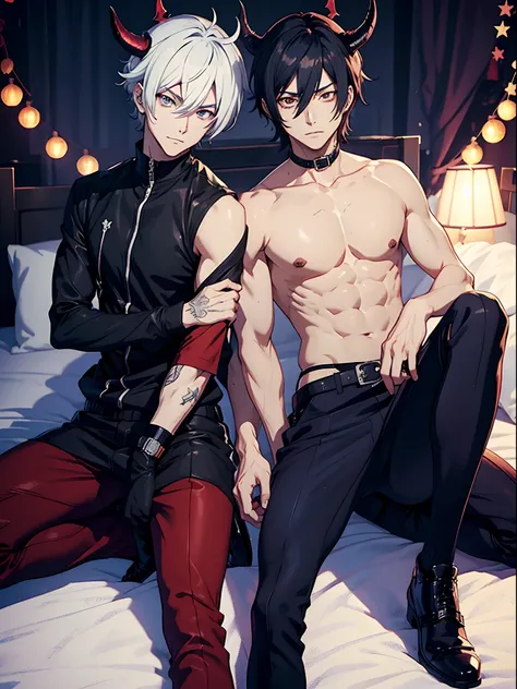 two anime male demons, sexy