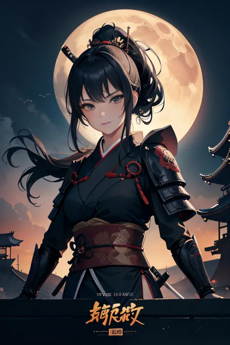 (Masterpiece, Best Quality), 8k Wallpaper, highly detailed, sexy female ronin, samurai, katana, japan, night, moonlight, vector style art, erotic, movie poster style, lettering.