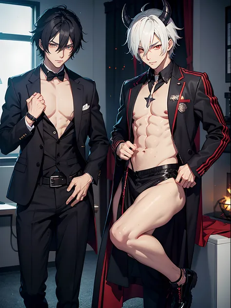 two anime male demons, sexy