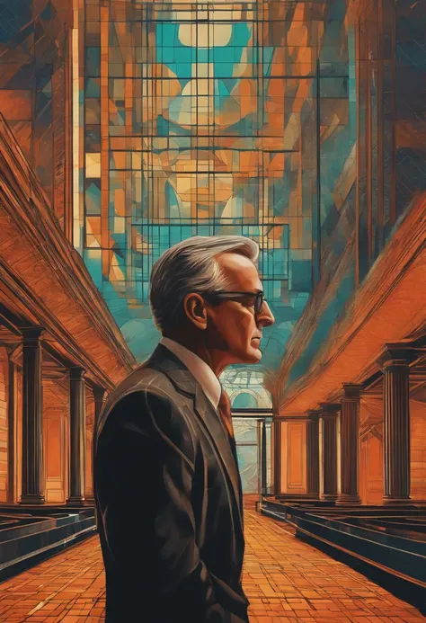 Geometric drawing of an investor on the stock exchange