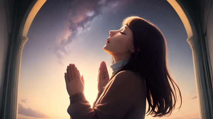 Woman praying to the heavens