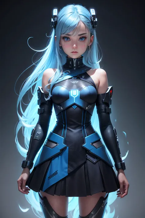 girl cyborg blue and vlack dress