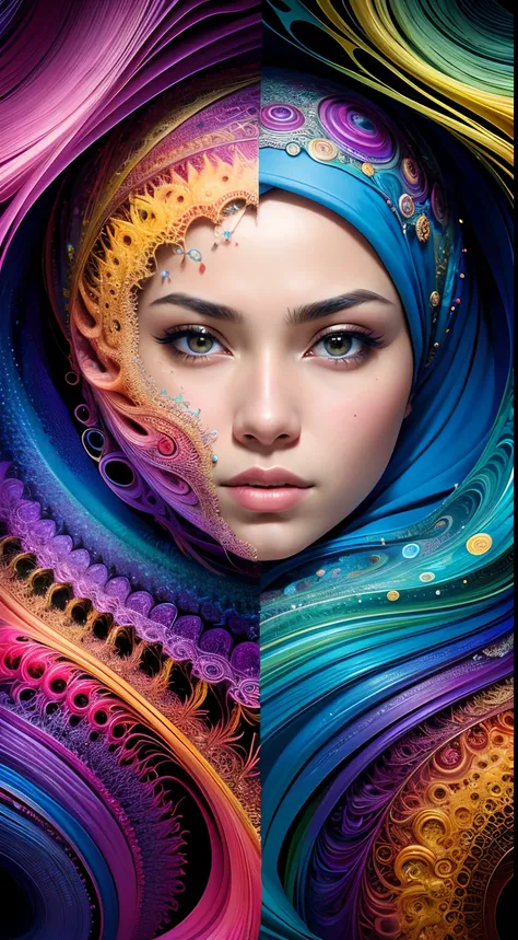 (masterpiece, top quality, best quality, official art, beautiful and aesthetic:1.2), (1 malay girl in hijab), extreme detailed,(fractal art:1.3),colorful,highest detailed