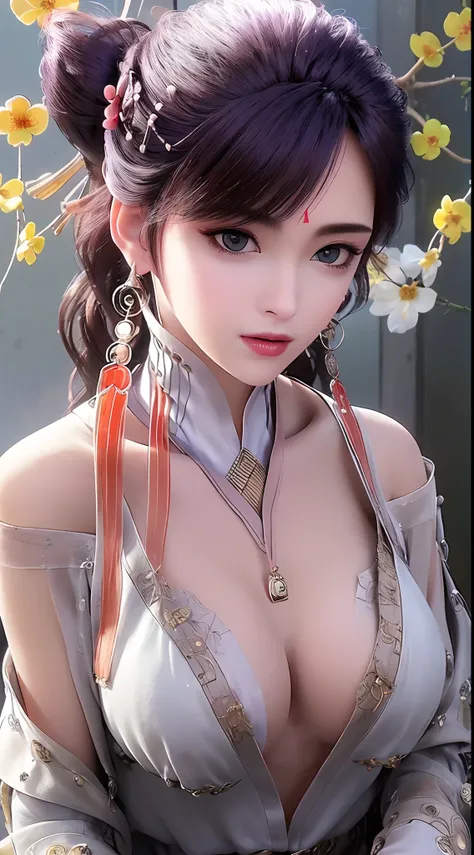 1 beautiful and sexy 20 year old girl, ((ultra-thin sexy nightgown with deep slits to cover :1.8)), ((full nude:1.6)), ((The girl wore an off-the-shoulder dress that revealed her cleavage and exposed her breasts beautifully:1.8)), ((long black hair:1.8)), ...