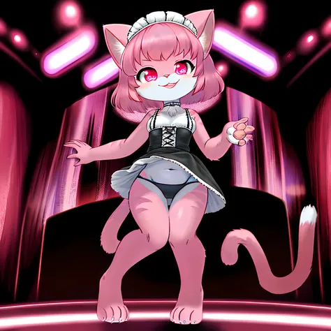 downy furry,Little girl,loli,PINK hair,short hair ,PINK CATt eye, pink downy furry skin,PINK CAT ears, pink furry hand,PINK CAT tail,a strip of furry cat tail,furry CAT legs,furry CAT foot,furry face, furry torso,furry navel,furry lips,furry cat mouth,good...