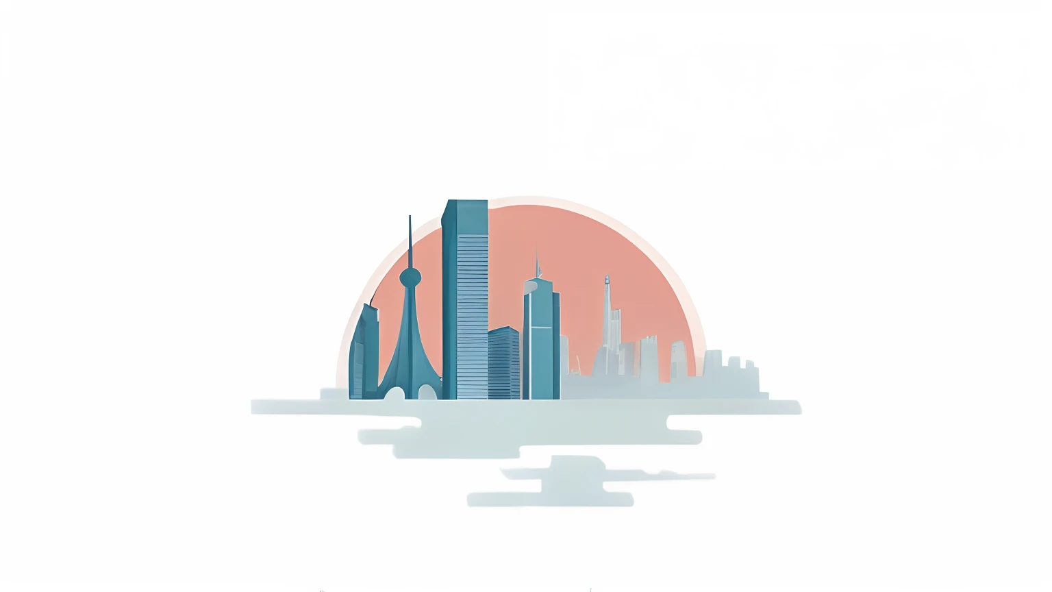 Half circle background city building illustration