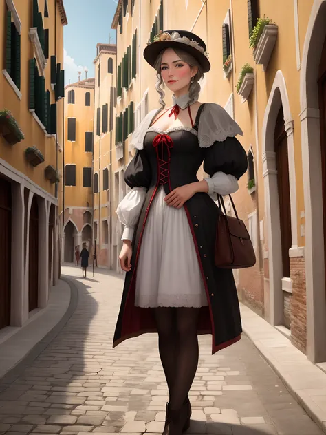 Beautiful aristocrat looking for Venice, 16th century, 4k,