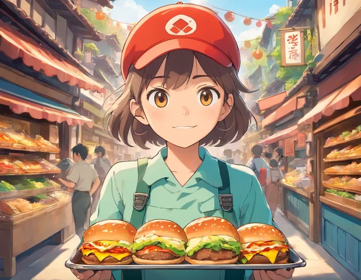 Logo-style illustration、Uber Eats Delivery Man、American comic、animesque、comics、comic strip、gag、Image Character、Unification of characters、Mascot character、humor、