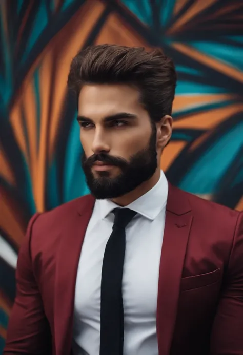 Homem lindo de terno ,barba , cabelo lindo , executivo, Business Scenario