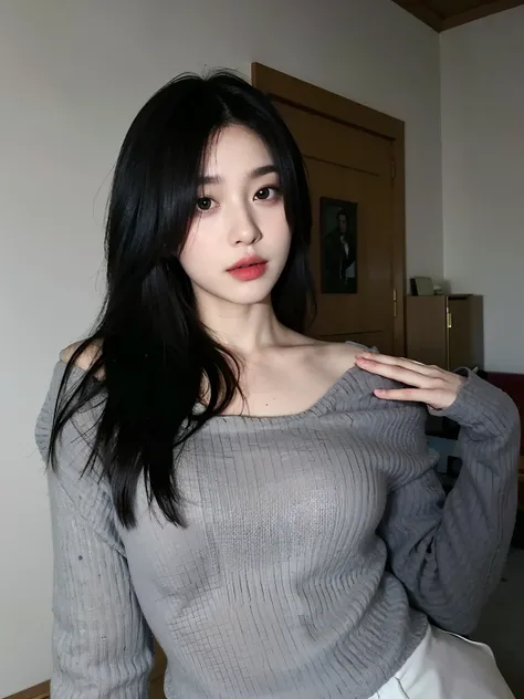 Ace, 4k, High Resolution, Masterpiece, Best Quality, Head: 1.3, (Korean K-pop Idol), Fine Skin, Sharp Focus, (Cinema Lighting), Clavicle, Morning, Soft Light, Dynamic Angle, [: (detailed face:1.2):0.2], armpit wrinkles, thigh gap, red dress, slim, mid-ches...