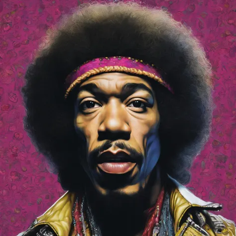 portrait de jimy hendrix dans le style graphique de Ron English popaganda